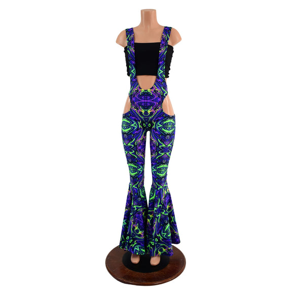 Suspender Bell Bottoms with Hipnotic Cutouts in Neon Melt (Top Sold Separately) - Coquetry Clothing