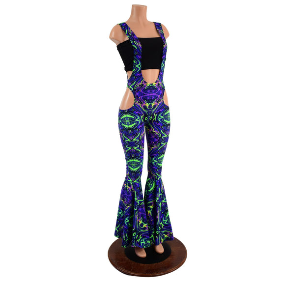 Suspender Bell Bottoms with Hipnotic Cutouts in Neon Melt (Top Sold Separately) - Coquetry Clothing