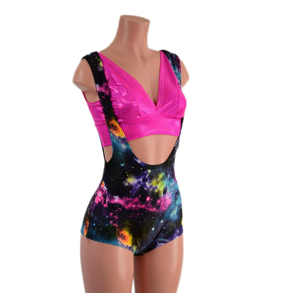 Suspender Romper with Boy Cut Leg and Starlette Bralette Set - Coquetry Clothing