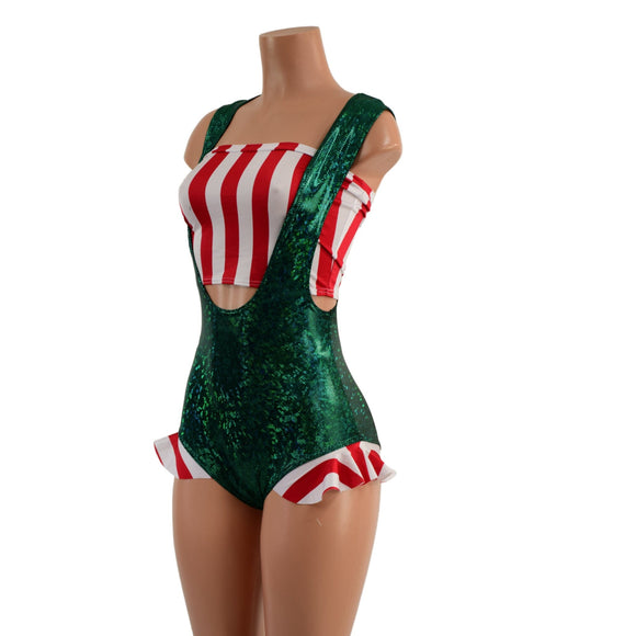 Suspender Romper with Hip Ruffles and Tube Top - Coquetry Clothing