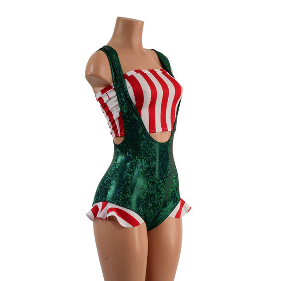 Suspender Romper with Hip Ruffles and Tube Top - Coquetry Clothing