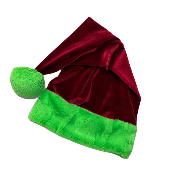 "Mean One" Not a Cardigan and Matching Santa Hat with Neon Green Trim - 8