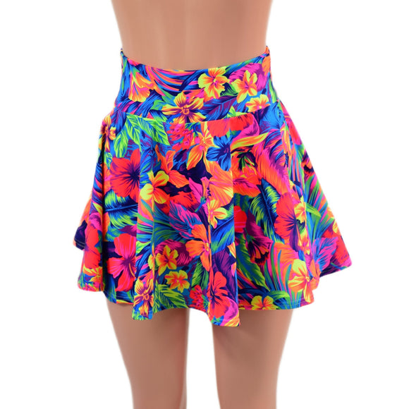 Tahitian Floral Circle Cut Mini Skirt - Coquetry Clothing