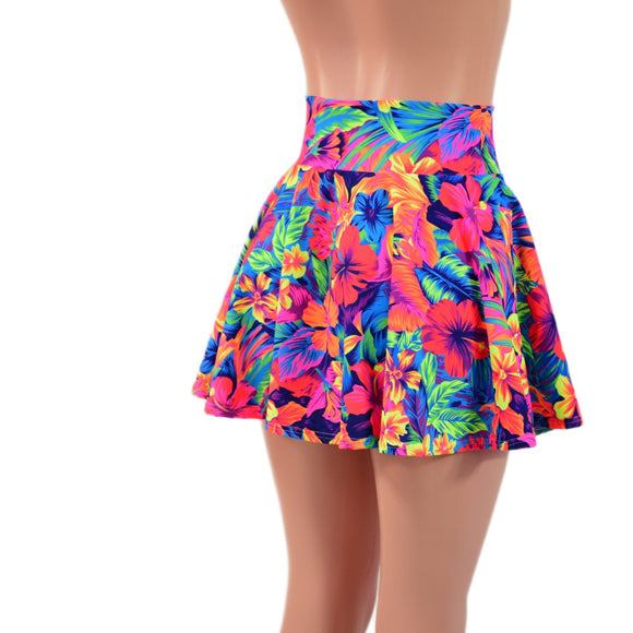 Tahitian Floral Circle Cut Mini Skirt - Coquetry Clothing