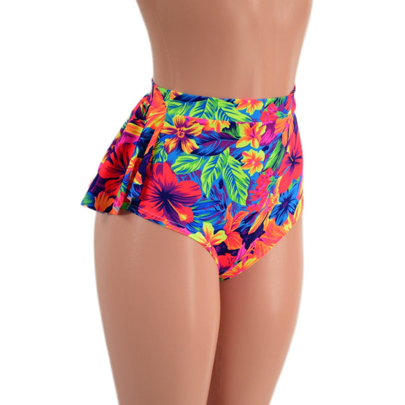 Tahitian Floral Ruffle Rump Siren Shorts - Coquetry Clothing