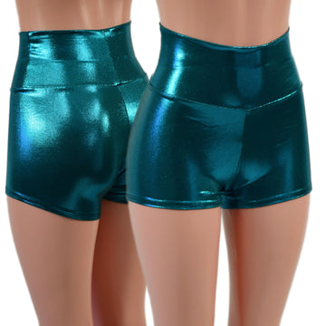 Teal High Waist Shorts - Coquetry Clothing