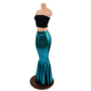 Teal Metallic High Waist Mermaid Skirt - Coquetry Clothing