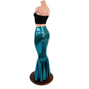 Teal Metallic High Waist Mermaid Skirt - Coquetry Clothing