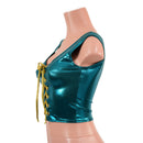 Teal Metallic Laceup Crop Tank - Coquetry Clothing
