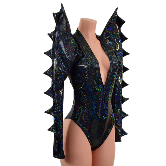 The Triple Threat Romper in Black Kaleidoscope with Brazilian Cut Leg - Coquetry Clothing