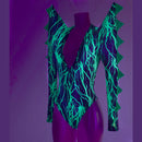 The Triple Threat Romper in Neon Green Lightning with Brazilian Cut Leg - Coquetry Clothing