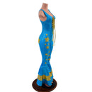 Triple Tiered Bell Bottom Catsuit with Applique Stars and Laceup Bodice - Coquetry Clothing