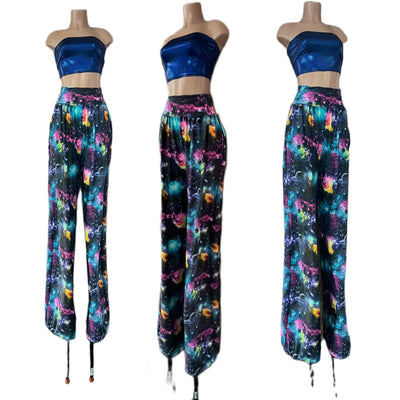 Trouser Style Stilt Pants in UV Glow Galaxy - Coquetry Clothing