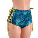 Turquoise and Gold Lace Up Siren Shorts - 6