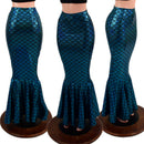 Turquoise Dragon Scale High Waist Mermaid Skirt - Coquetry Clothing