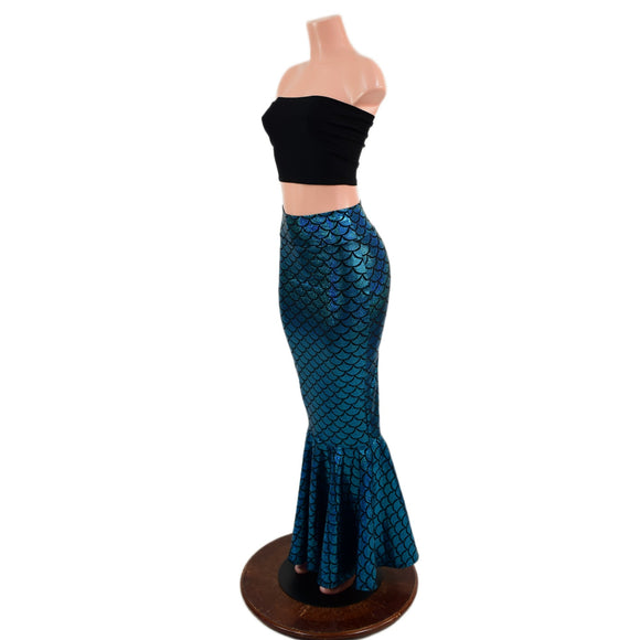 Turquoise Dragon Scale High Waist Mermaid Skirt - Coquetry Clothing
