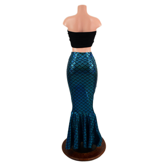 Turquoise Dragon Scale High Waist Mermaid Skirt - Coquetry Clothing
