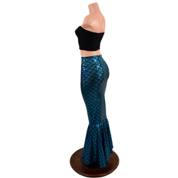 Turquoise Dragon Scale High Waist Mermaid Skirt - Coquetry Clothing