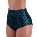 Turquoise Dragon Scale High Waist Siren Shorts - Coquetry Clothing