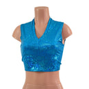 Turquoise Kaleidoscop V Neck Sleeveless Crop Top - Coquetry Clothing