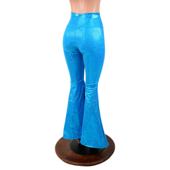 Turquoise Kaleidoscope High Waist Solar Flares - Coquetry Clothing