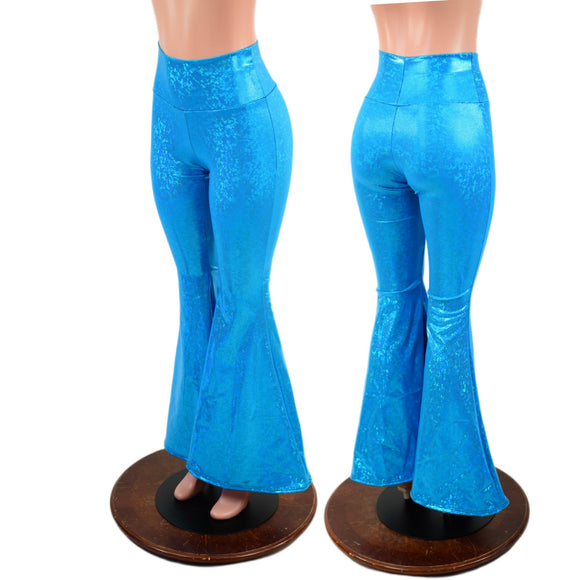 Turquoise Kaleidoscope High Waist Solar Flares - Coquetry Clothing