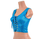 Turquoise Kaleidoscope Laceup Crop Tank - Coquetry Clothing