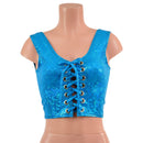 Turquoise Kaleidoscope Laceup Crop Tank - Coquetry Clothing