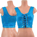 Turquoise Kaleidoscope Laceup Crop Tank - Coquetry Clothing