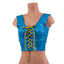 Turquoise Kaleidoscope Laceup Crop Tank - Coquetry Clothing