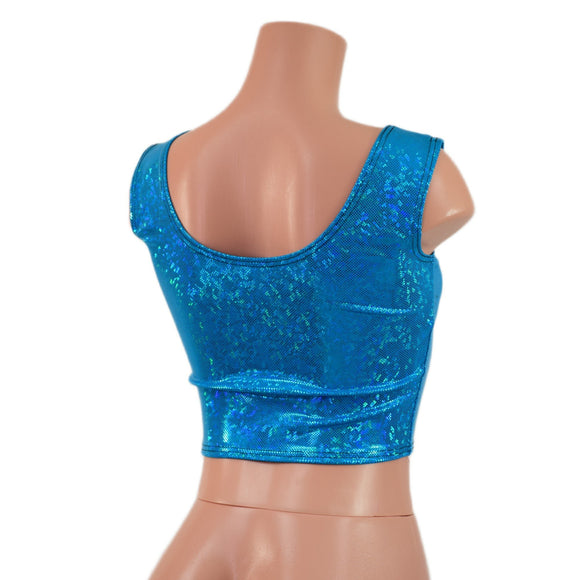 Turquoise Kaleidoscope Laceup Crop Tank - Coquetry Clothing