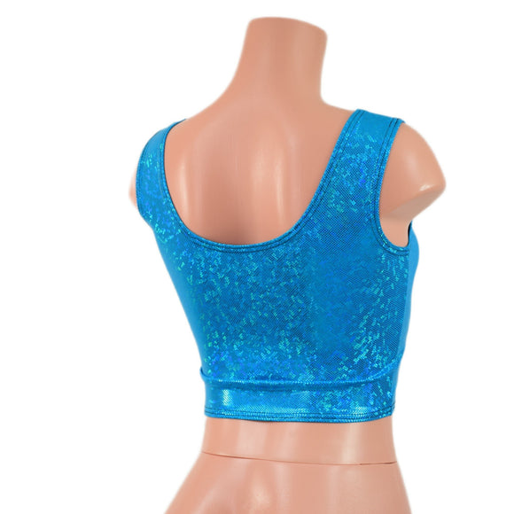 Turquoise Kaleidoscope Laceup Crop Tank - Coquetry Clothing