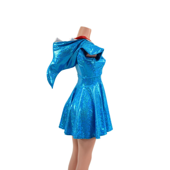 Turquoise Kaleidoscope Sexy Shark Skater Dress - Coquetry Clothing