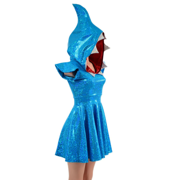 Turquoise Kaleidoscope Sexy Shark Skater Dress - Coquetry Clothing