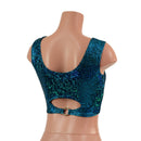 Turquoise Shattered Glass High Or Low Reversible Cutout Oring Mini Crop - Coquetry Clothing