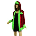 "Mean One" Not a Cardigan and Matching Santa Hat with Neon Green Trim - 4