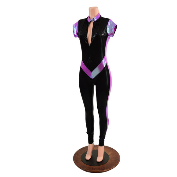 Cap Sleeve V Front Catsuit with Stella Neckline - Coquetry Clothing