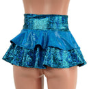 Ultra Mini Open Front Lace Up Skirt with Tiered Double Ruffle in 10" Length - Coquetry Clothing