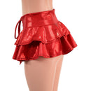 Ultra Mini Open Front Lace Up Skirt with Tiered Double Ruffle in 10" Length - Coquetry Clothing