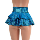 Ultra Mini Open Front Lace Up Skirt with Tiered Double Ruffle in 10" Length - Coquetry Clothing