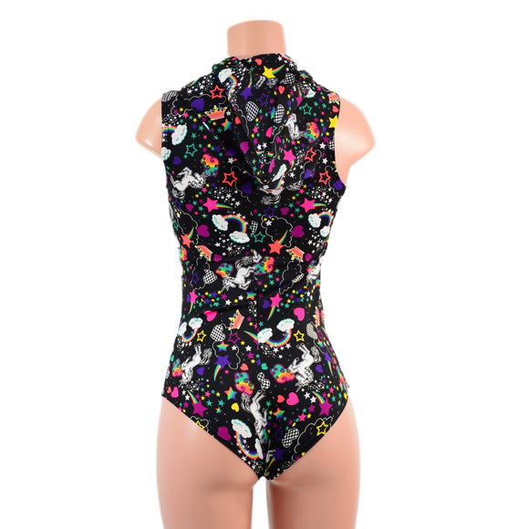Unicorn and Rainbow Print Hooded Romper - Coquetry Clothing