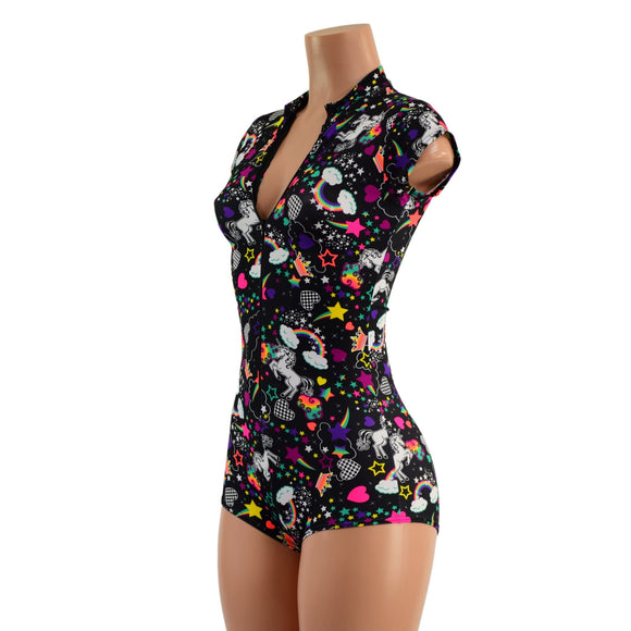 Unicorns and Rainbows Stella Romper with cap sleeves - Coquetry Clothing