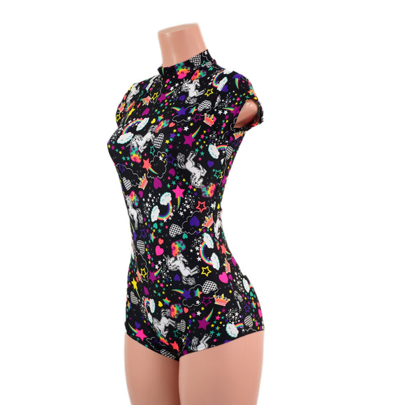 Unicorns and Rainbows Stella Romper with cap sleeves and BACK Zipper - Coquetry Clothing