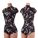 Unicorns and Rainbows Stella Romper with cap sleeves and BACK Zipper - Coquetry Clothing