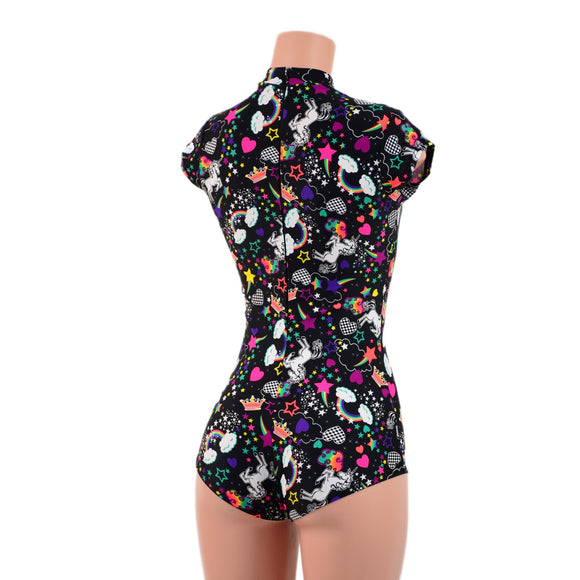 Unicorns and Rainbows Stella Romper with cap sleeves and BACK Zipper - Coquetry Clothing