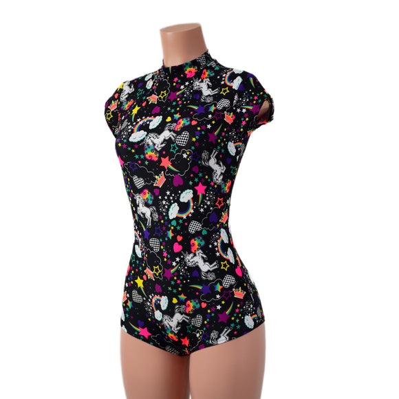 Unicorns and Rainbows Stella Romper with cap sleeves and BACK Zipper - Coquetry Clothing
