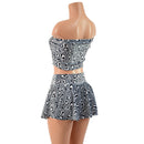 UV Glow Distortion Velvet Mini Rave Skirt and Strapless Top Set - Coquetry Clothing