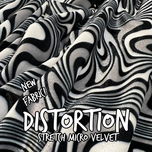UV Glow Four Way Stretch Velvet Fabric in Distortion - Coquetry Clothing