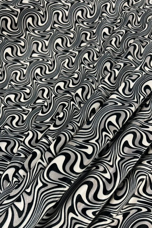 UV Glow Four Way Stretch Velvet Fabric in Distortion - Coquetry Clothing