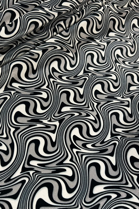 UV Glow Four Way Stretch Velvet Fabric in Distortion - Coquetry Clothing